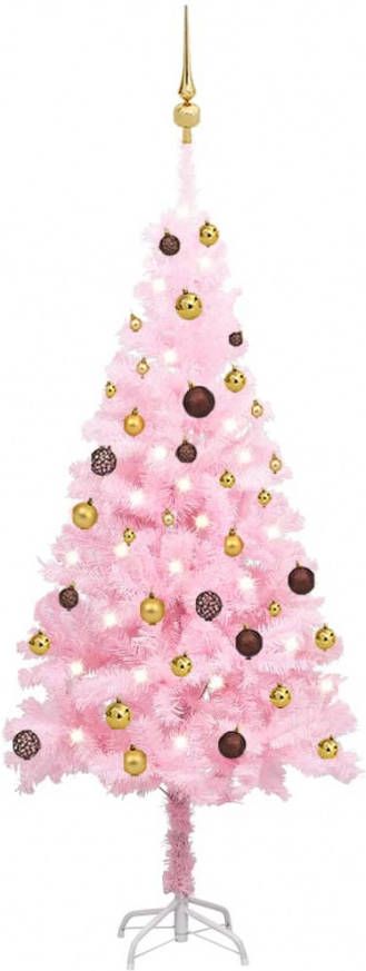VidaXL Kunstkerstboom Met Led&apos, s En Kerstballen 150 Cm Pvc Roze