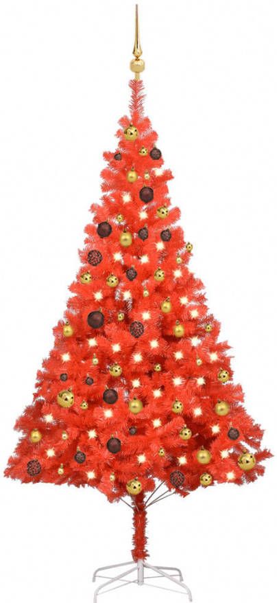 VidaXL Kunstkerstboom Met Led&apos, s En Kerstballen 180 Cm Pvc Rood
