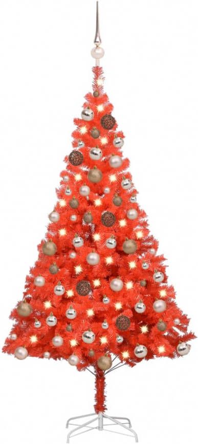 VidaXL Kunstkerstboom Met Led&apos, s En Kerstballen 180 Cm Pvc Rood
