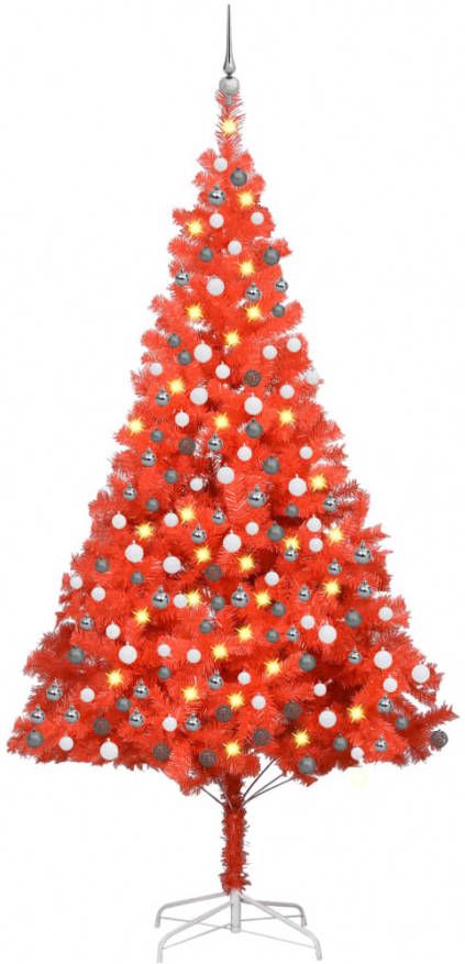 VidaXL Kunstkerstboom Met Led&apos, s En Kerstballen 240 Cm Pvc Rood