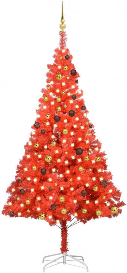 VidaXL Kunstkerstboom Met Led&apos, s En Kerstballen 240 Cm Pvc Rood