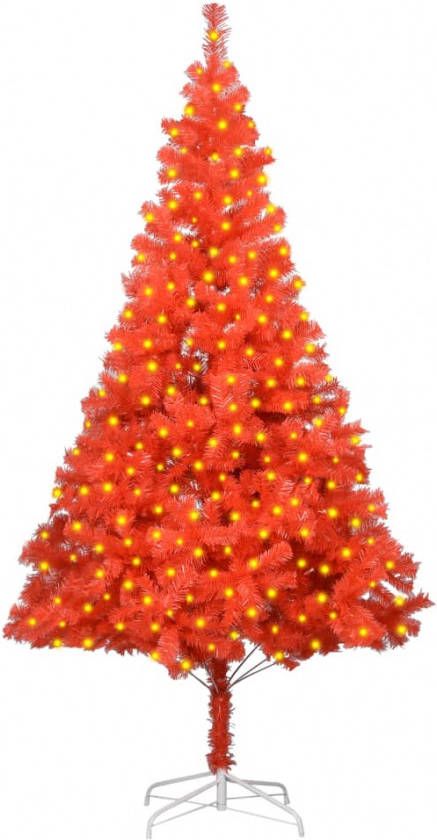 VidaXL Kunstkerstboom Met Led&apos, s En Standaard 210 Cm Pvc Rood