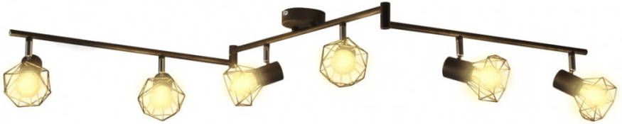 VIDAXL Lamp in industrië, le stijl met 6 LED spotjes, zwart