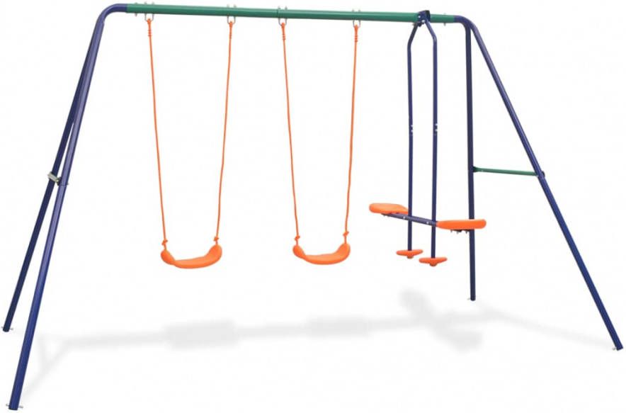 VIDAXL Schommelset met 4 zitjes oranje