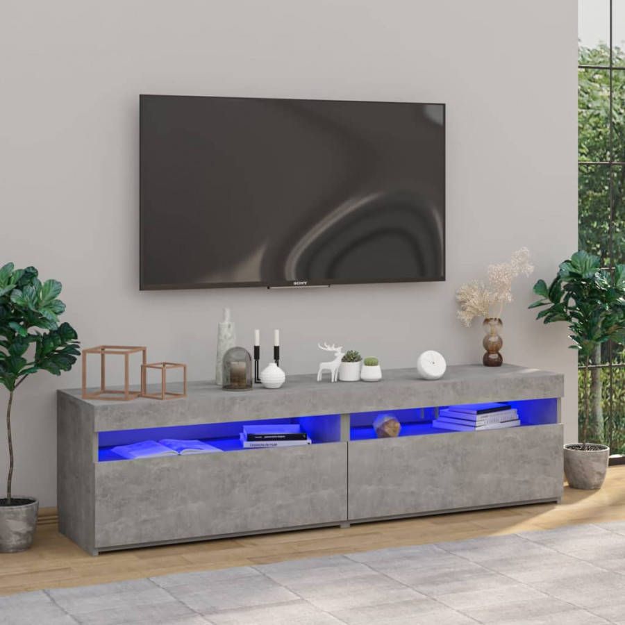 vidaXL Tv meubelen 2 st met LED verlichting 75x35x40 cm betongrijs