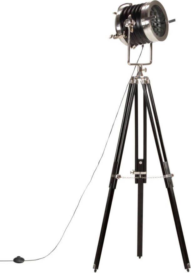 vidaXL Vloerlamp driepoot 171 cm massief mangohout zwart