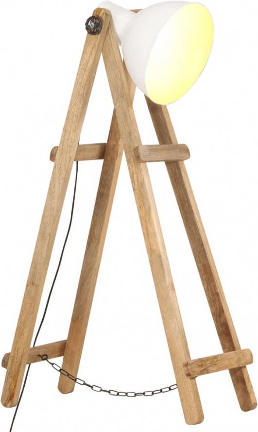 VIDAXL Vloerlamp E27 massief mangohout wit