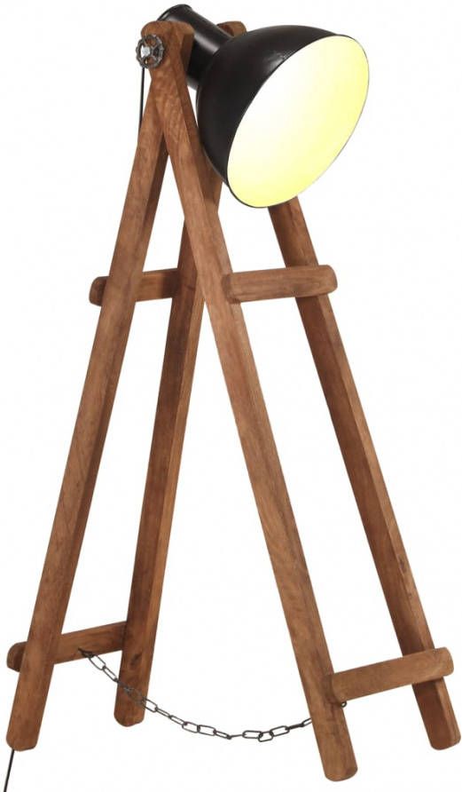 VIDAXL Vloerlamp E27 massief mangohout zwart