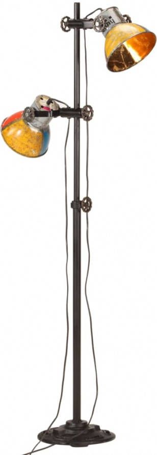 VIDAXL Vloerlamp met 2 lampenkappen E27 meerkleurig