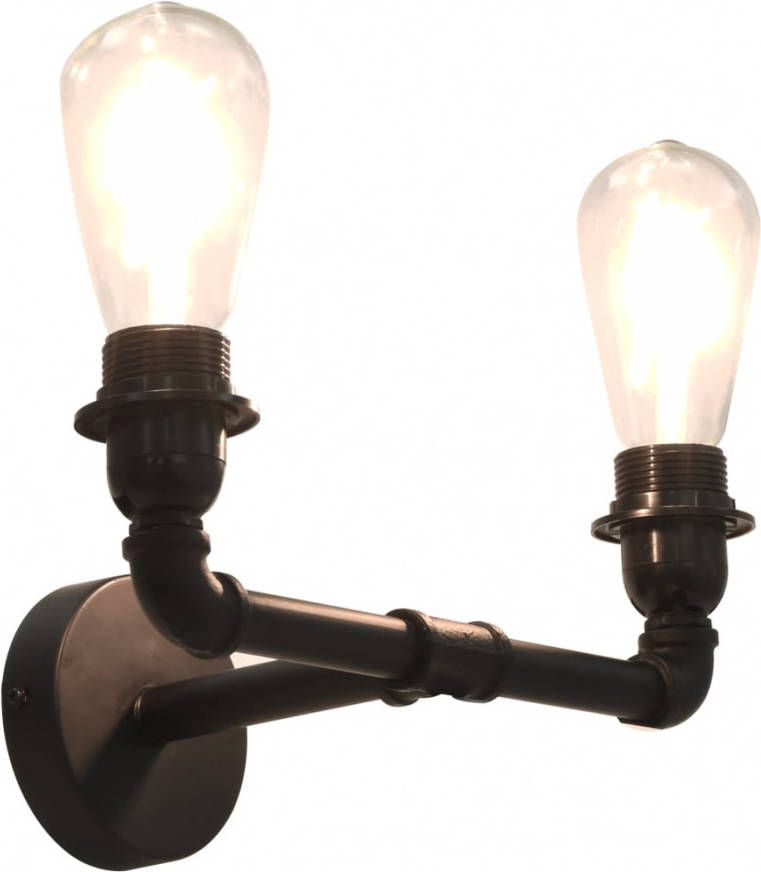 VIDAXL Wandlamp tweevoudig 2xE27 zwart