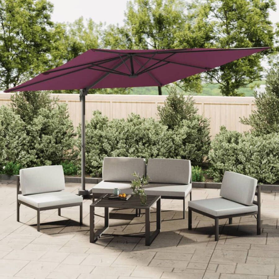 VIDAXL Zweefparasol met LED verlichting 400x300 cm bordeauxrood