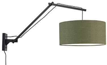 GOOD&MOJO Wandlamp 'Andes' Large, Bamboe en Eco linnen, kleur Groen