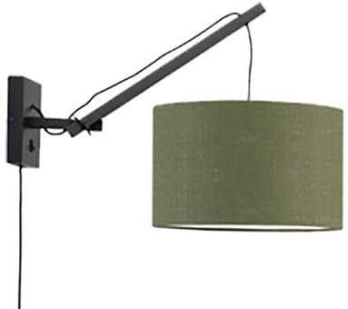GOOD&MOJO Wandlamp 'Andes' Small, Bamboe en Eco linnen, kleur Groen