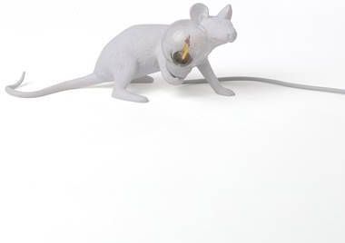 Seletti LED decoratie tafellamp Mouse Lamp USB liggend wit